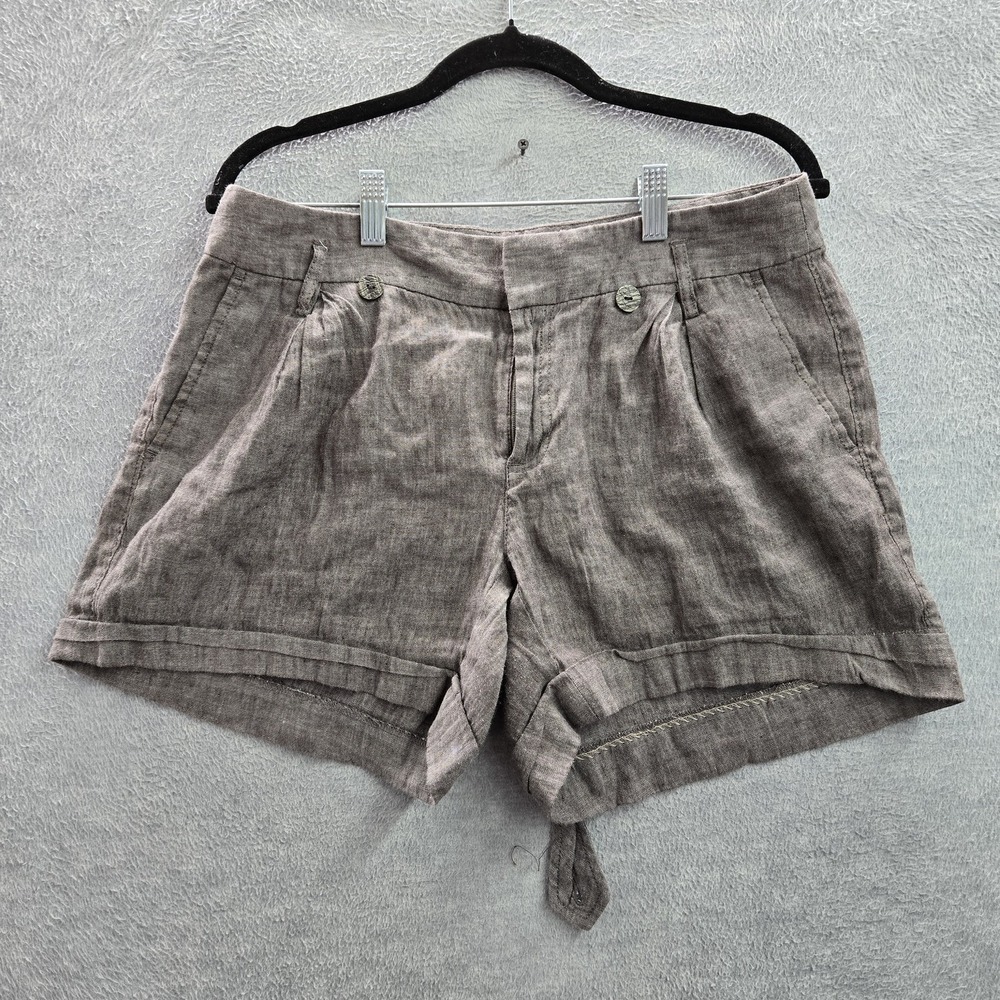 Banana Republic Women Shorts 8 Brown Cotton Linen Martin Fit Coastal